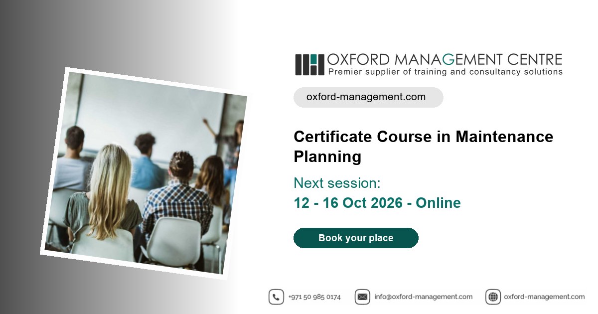 Certificate Course in Maintenance Planning